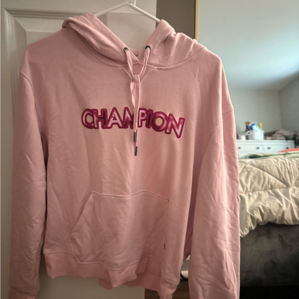 Pink champion hoodie size large
